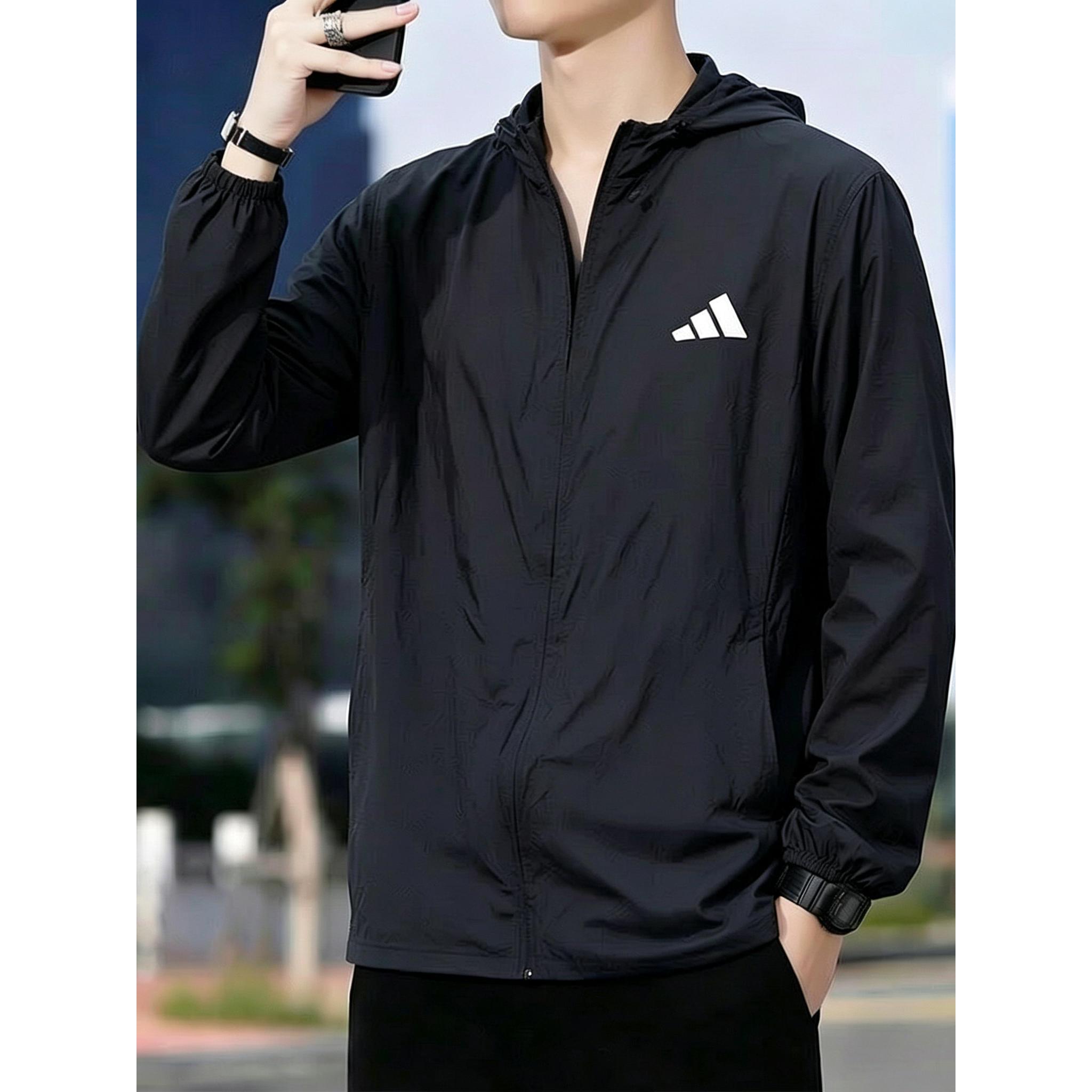 阿迪达斯外套男装正品运动服梭织透气防晒轻薄皮肤衣宽松连帽夹克