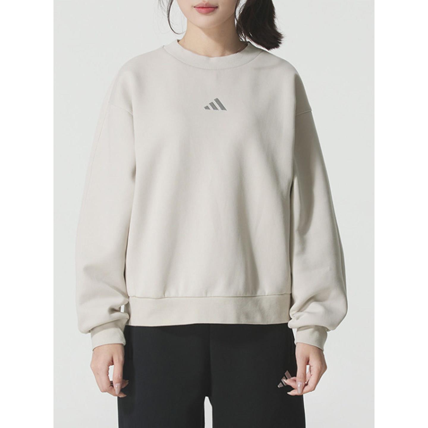 阿迪达斯卫衣女装春秋季宽松圆领运动服短款时尚百搭休闲套头长袖