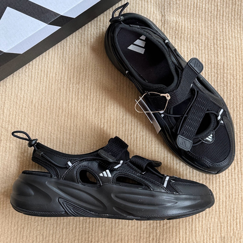 Adidas男女鞋夏季正品复古凉鞋透气涉水魔术贴厚底缓震休闲男鞋