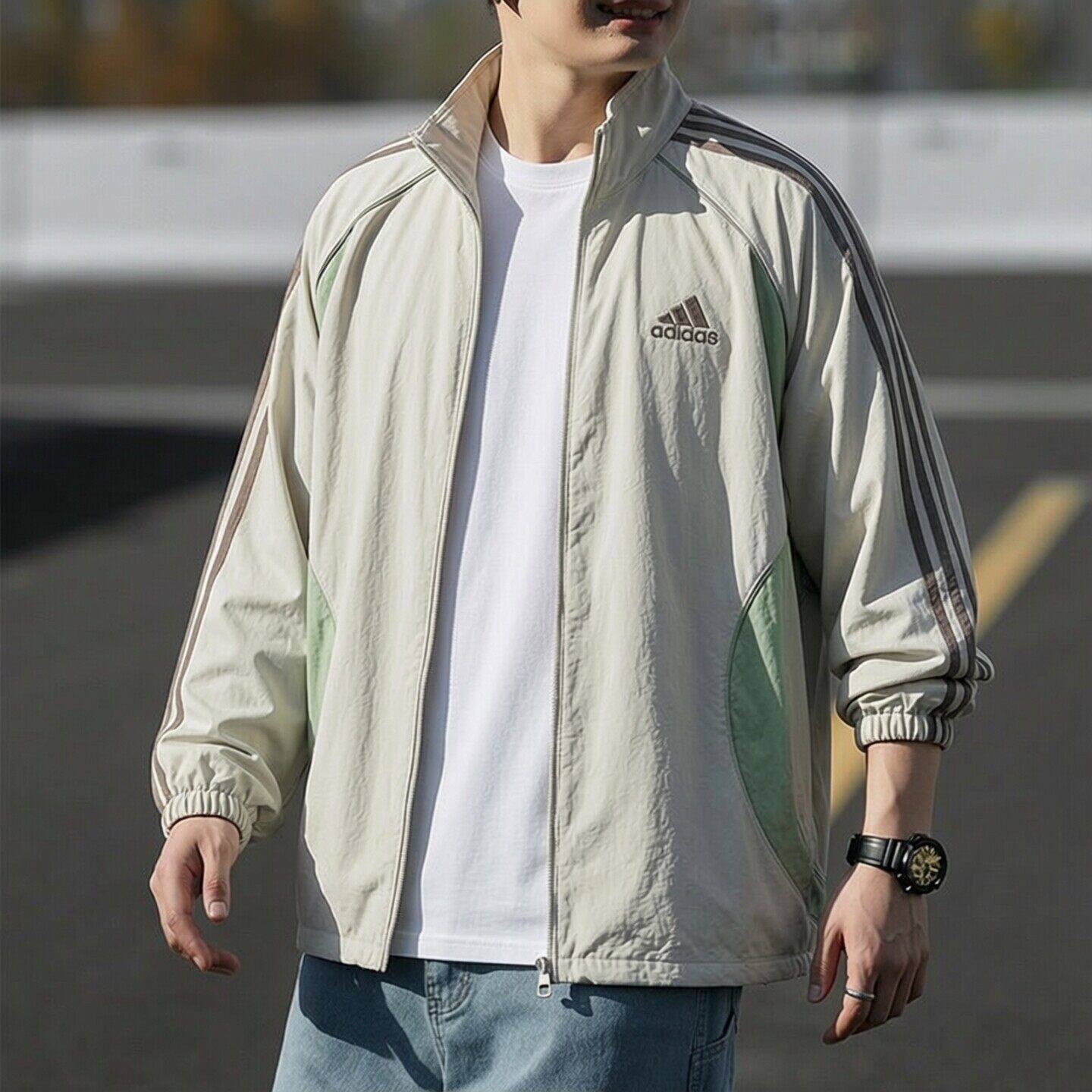 阿迪达斯棒球服男夏季新款防风美式篮球宽松夹克梭织复古透气外套