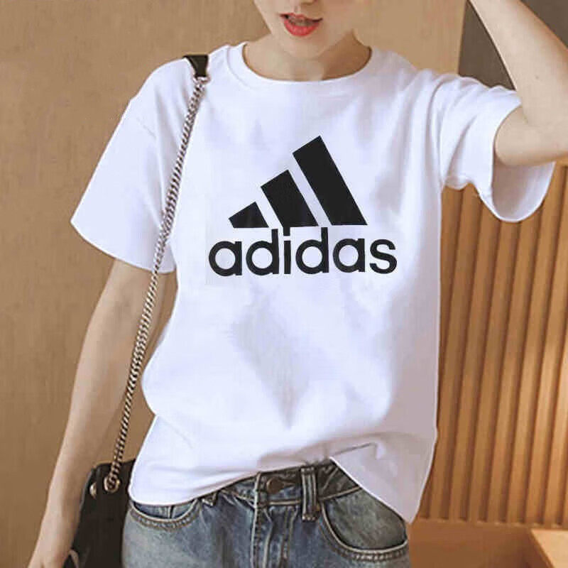 阿迪达斯T恤女装夏季正品运动服大logo短袖棉质透气跑步圆领上衣