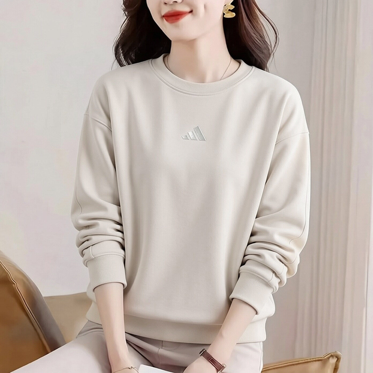 阿迪达斯卫衣女秋季新款复古简约保暖休闲百搭正品上衣运动套头衫