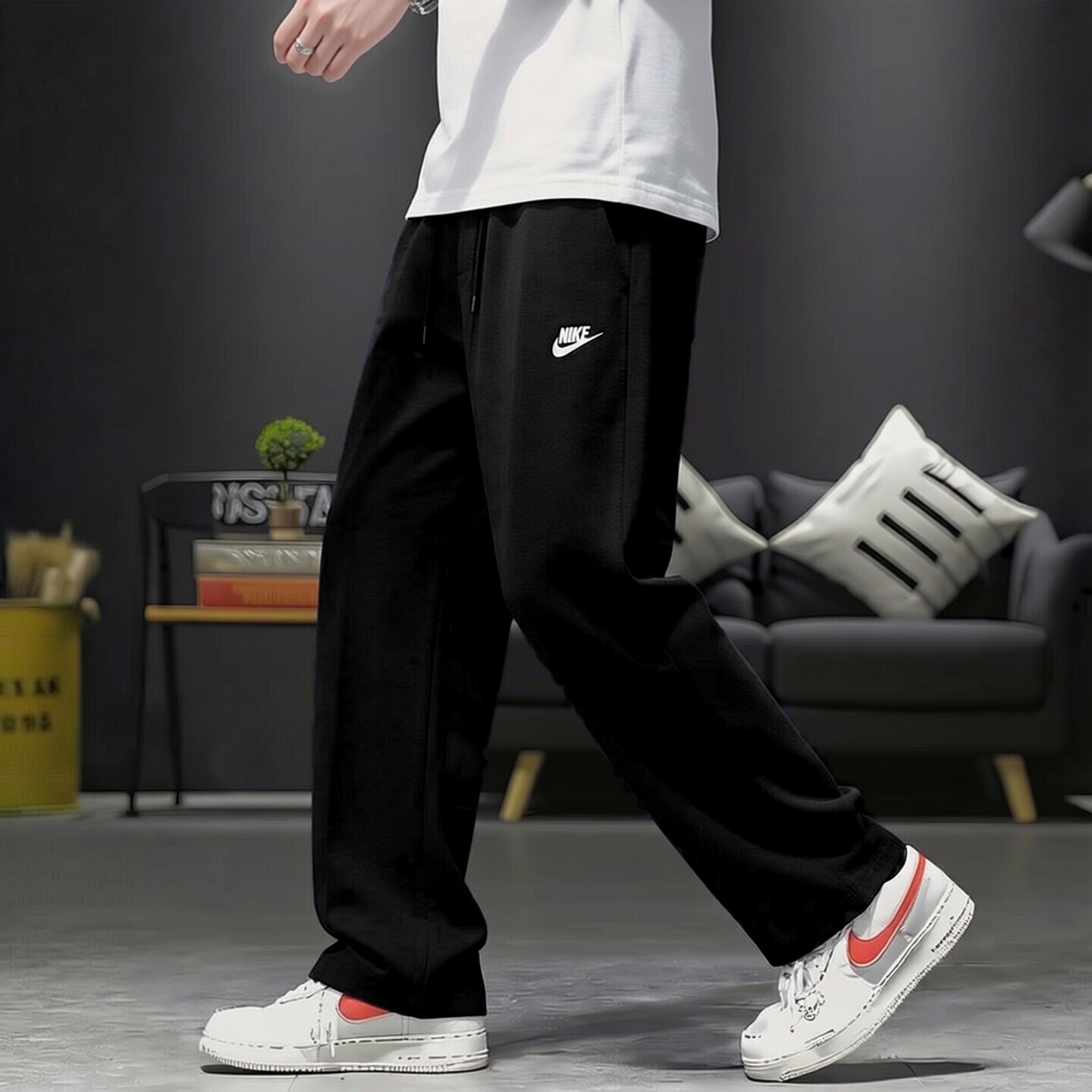 Nike耐克裤子梭织薄款男裤新款宽松直筒裤跑步透气长裤潮流休闲裤