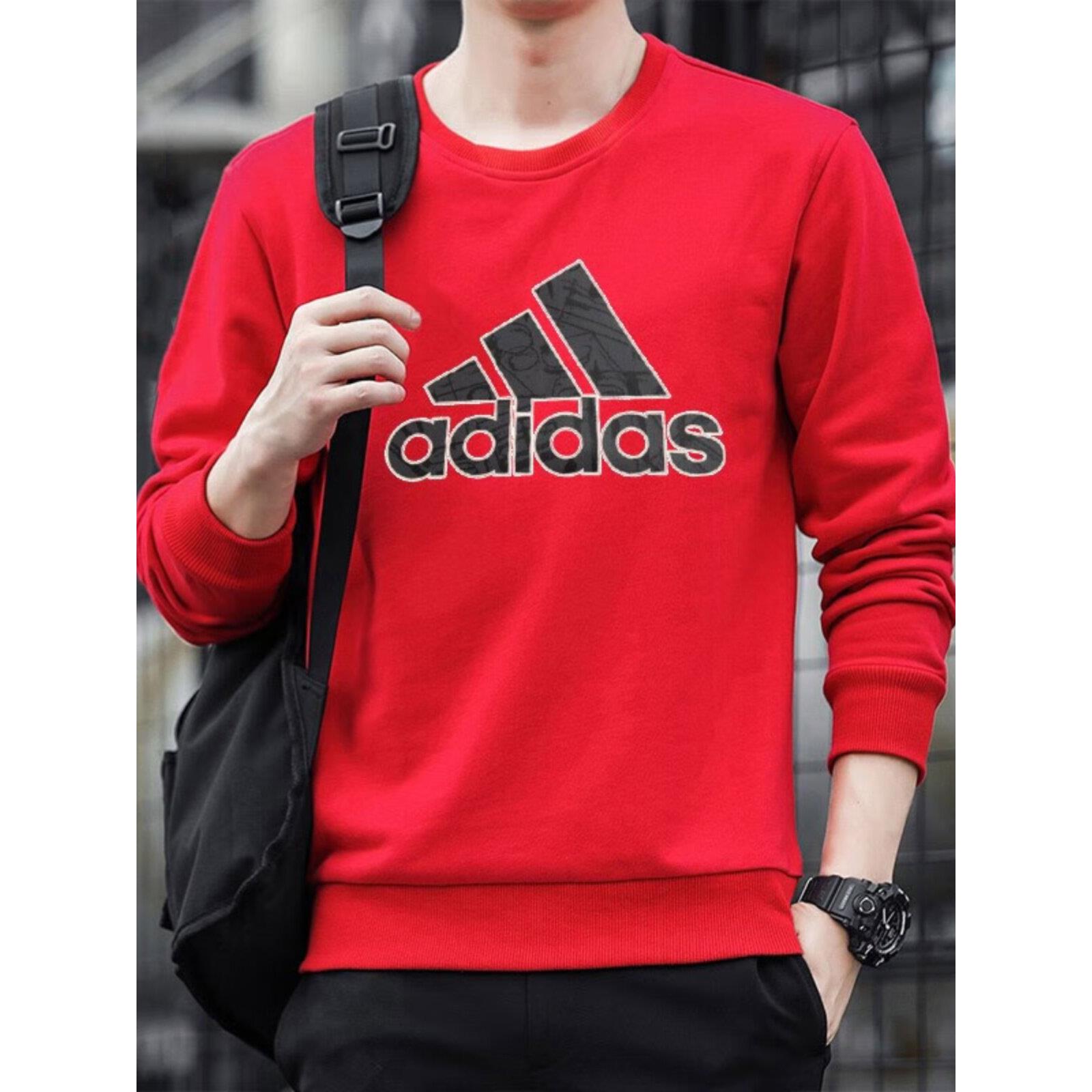 Adidas阿迪达斯红色卫衣男装秋冬新年款运动服大红色外套HZ3025