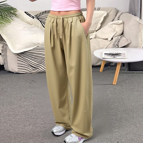 Nike耐克裤子秋季新款女裤潮流卡其色长裤超宽松直筒裤抽绳运动裤