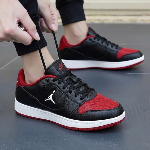 Nike耐克AJ男鞋低帮板鞋黑红撞色系带运动鞋情侣百搭休闲鞋潮流