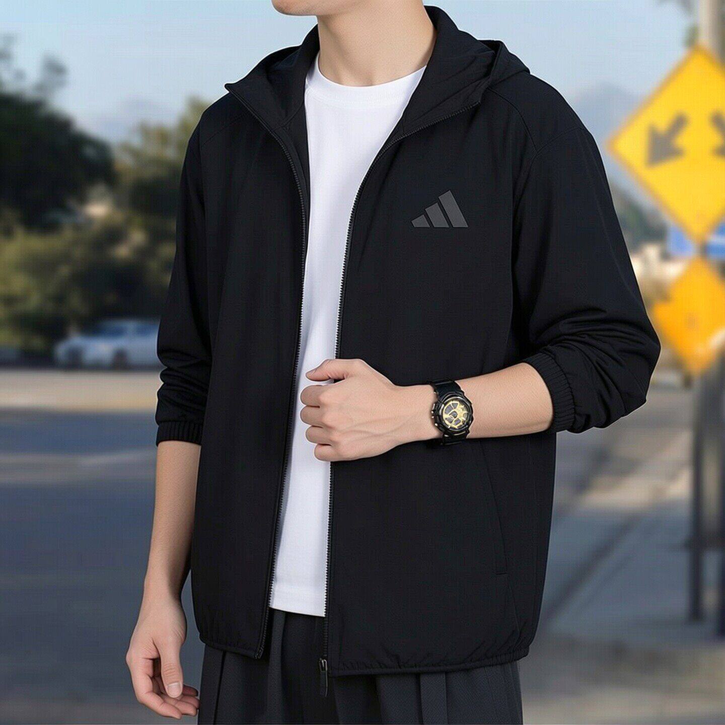阿迪达斯外套男装新款运动服跑步健身训练衣舒适透气休闲夹克外套