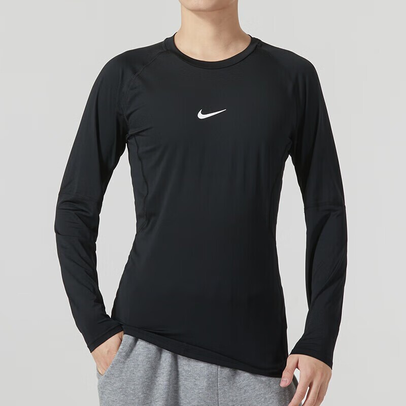 Nike耐克2026年新款长袖运动T恤男黑色紧身衣跑步健身训练服潮流