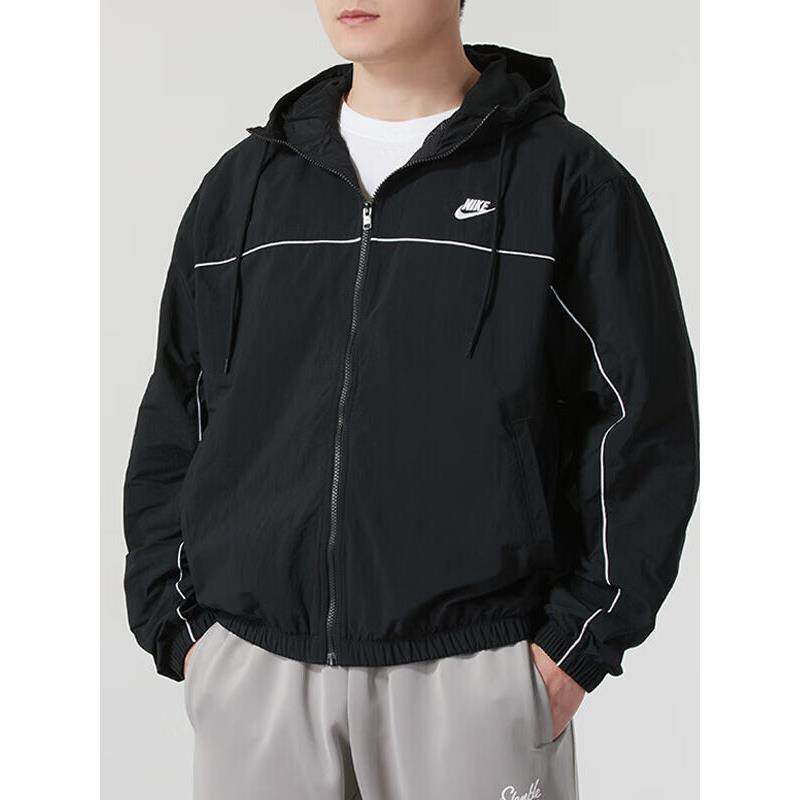 Nike耐克春季正品外套男子美式夹克薄款运动服黑色复古上衣HJ2013