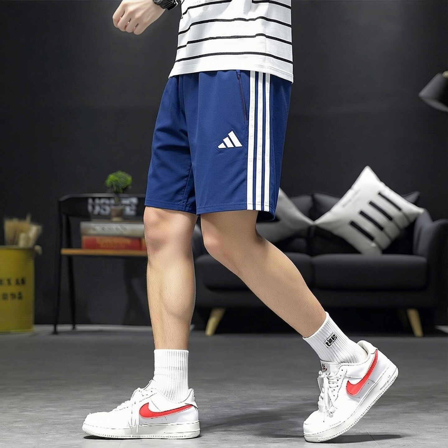 adidas短裤男裤夏季正品透气速干冰丝男士休闲篮球美式运动五分裤
