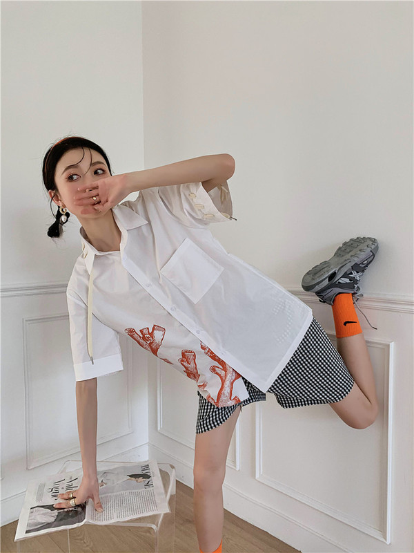 Coral print short sleeve shirt