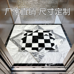 定做电梯轿厢专用地垫耐磨环保地板革仿大理石拼花地板贴客梯地毯