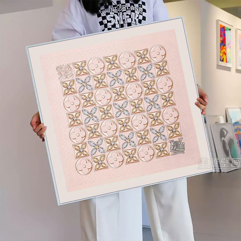 巨好看的丝巾挂画服装店美容院玄关壁画酒店餐厅走廊过道装饰画
