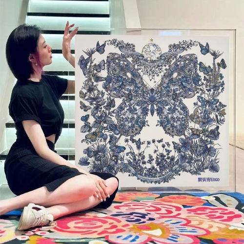 亚克力蝴蝶丝巾装裱轻奢装饰画