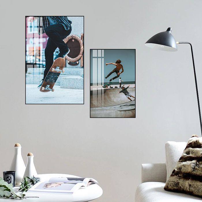 滑板装饰画极限运动溜冰场翘板滑轮儿童培训兴趣班挂画潮玩店壁画