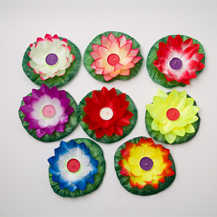 漂流荷花灯景区装饰 节日水灯 中秋许愿莲花河灯配香薰蜡烛布河灯