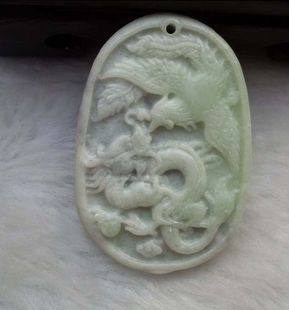 爱情见证天然蓝田玉龙凤佩吊坠.情侣吊坠.一生一世