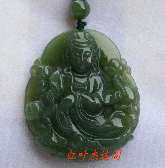天然天然正品和田玉观音吊坠和田青玉观音玉牌吊坠男款大号