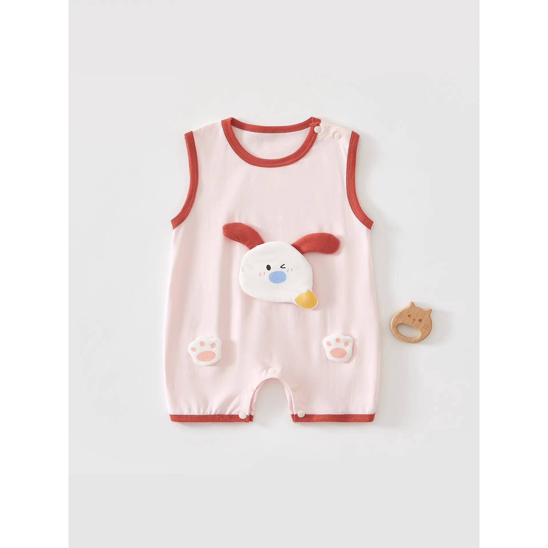 山姆优选婴儿夏季衣服卡通新生儿无袖哈衣薄款爬服宝宝可爱背心连