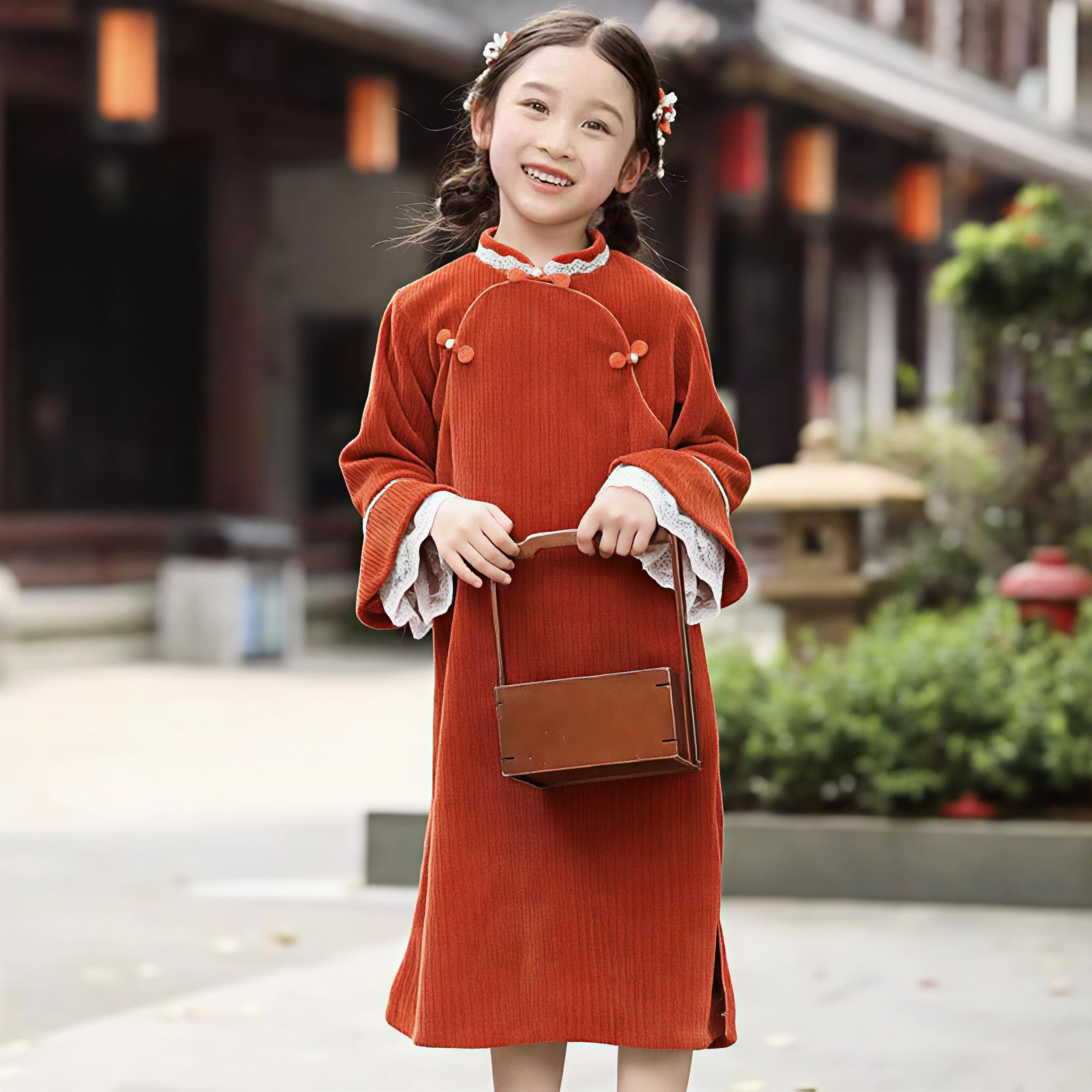 女童旗袍2026春秋儿童新中式长袖连衣裙女宝国风汉服唐装古风裙装