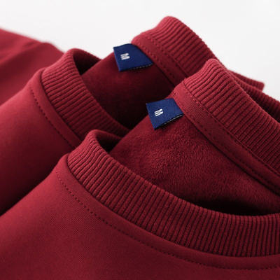 车厘子红 酒红色 500g枣红色暗红本命年加绒加厚圆领卫衣男女冬季