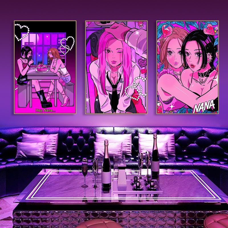 赛博朋克电竞房挂画酒吧潮流二次元蒸汽波少女装饰画卧室动漫壁画