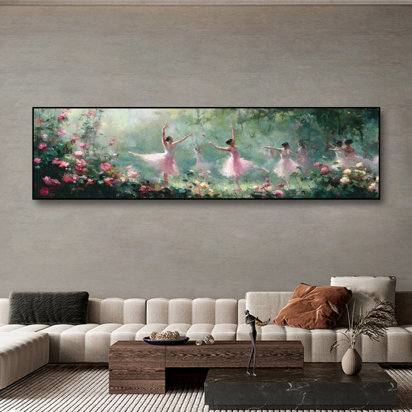 芭蕾女孩装饰画法式花园客厅玄关卧室床头油画风壁画复古花卉挂画