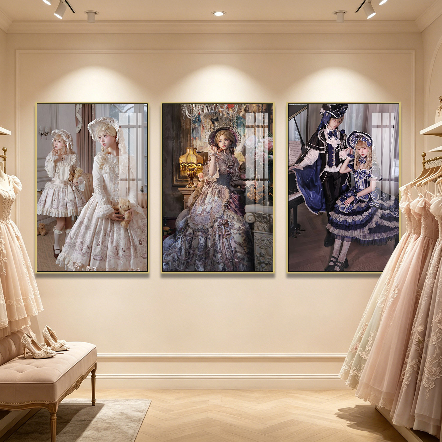 洛丽塔少女装饰画欧式复古公主风服装店挂画Lolita女装店墙壁画