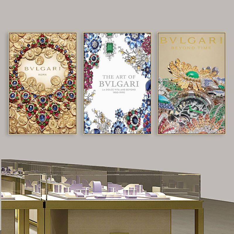 珠宝首饰宣传挂画奢侈品店名贵珠宝项链展柜装饰画商场金店墙壁画