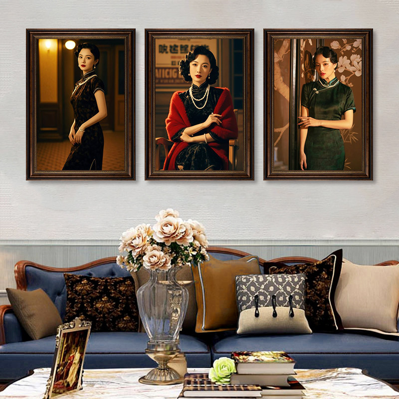 老上海旗袍美女装饰画歌舞厅茶楼酒楼壁画民国风怀旧火锅店挂画