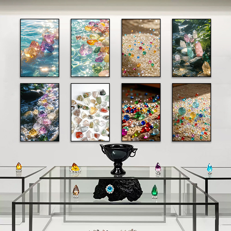 寄卖行宝石壁画珠宝首饰店装饰画奢侈品专柜店水晶手链项链挂画