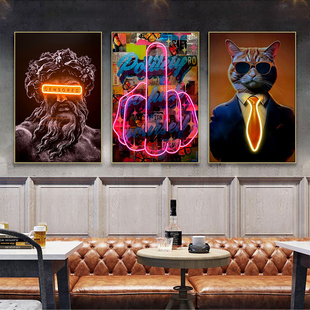 酒吧霓虹灯涂鸦装饰画音乐餐厅ktv恶搞明星发光挂画艺术潮流壁画