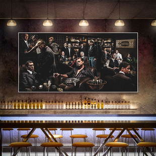 教父挂画美式电影浴血黑帮马龙白兰度装饰画酒吧咖啡馆客厅壁画