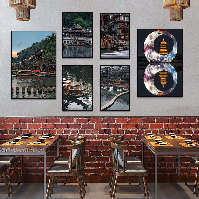 湖南长沙风景橘子洲装饰画酒店民宿墙壁画网红打卡地饭店餐厅挂画