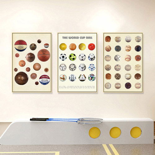 复古运动器材合集装饰画体育馆球场足球挂画橄榄服棒球高尔夫壁画