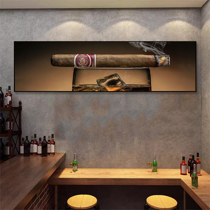 雪茄吧装饰画啤酒威士忌牌匾挂画工业风烟酒行酒吧吧台背景墙壁画