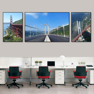 中国基建大桥装饰画客厅港珠澳大桥深中通道挂画办公室大气壁画