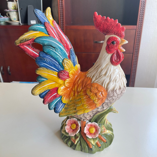 FunctionArt陶瓷公鸡摆件客厅轻奢玄关装饰品乔迁新居新年吉祥物