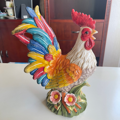 大公鸡母鸡镇宅新年摆件