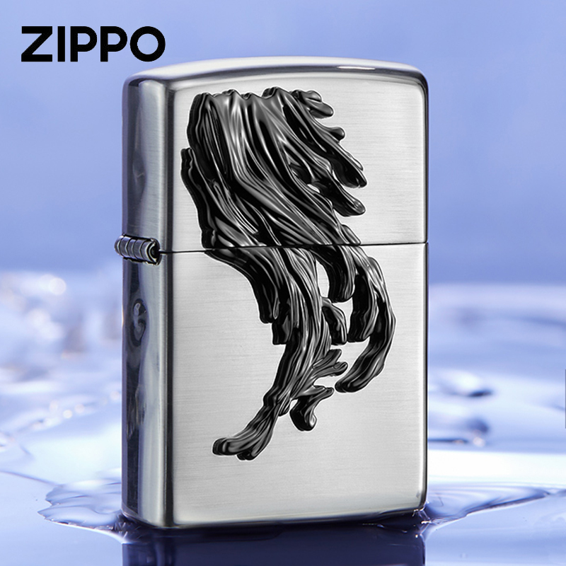 ZIPPO之宝上善若水煤油防风打火机创意徽章镀银拉丝送男友礼物