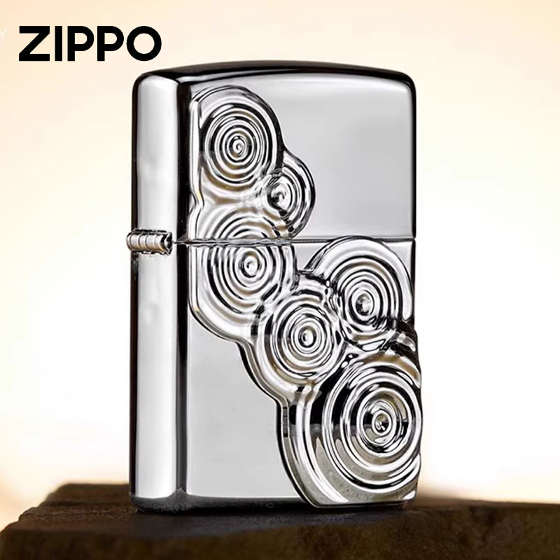 ZIPPO之宝镜面旋涡徽章静水观澜煤油防风打火机创意送男友礼物