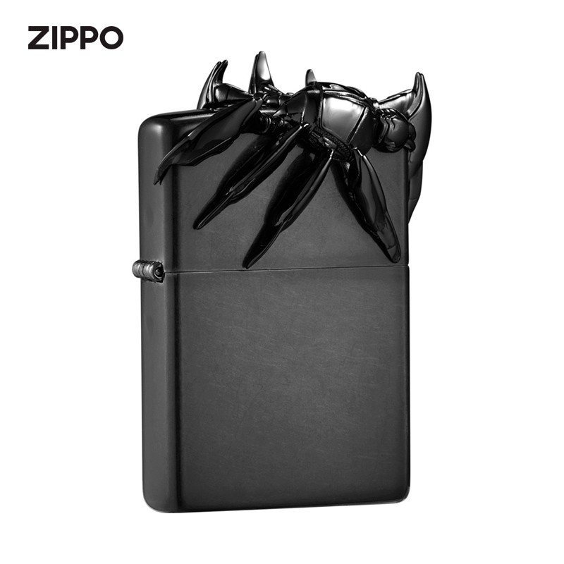 之宝ZIPPO煤油防风打火机 黑光漆多面立体蜘蛛徽章隐秘之主套装