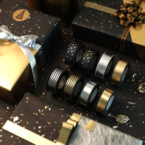 2cm烫金螺纹丝带绸缎礼物包装带