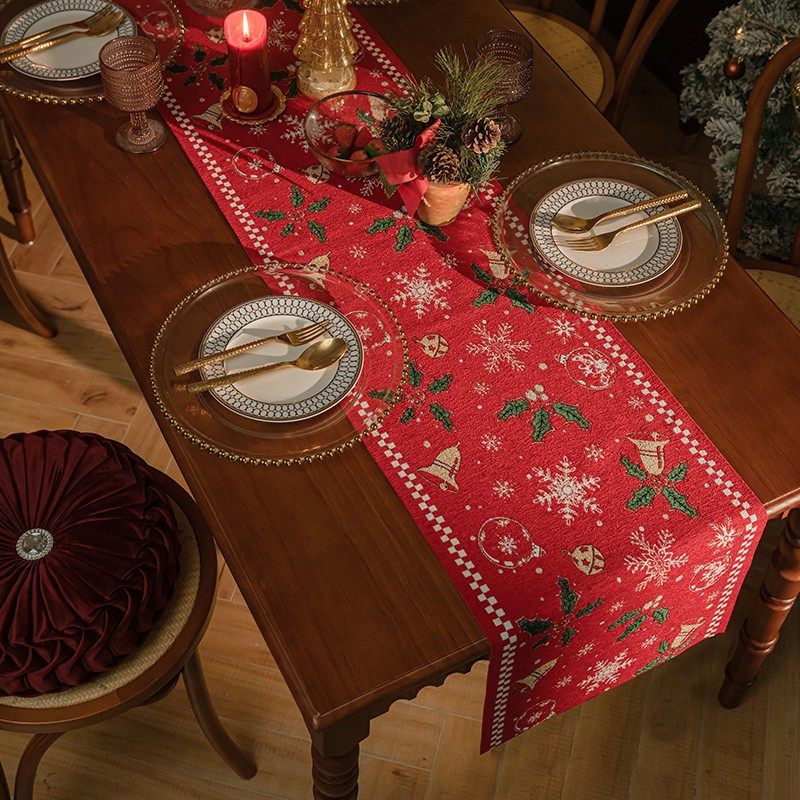 美式圣诞节桌旗氛围感长条装饰布轻奢高级感餐桌布茶几电视柜盖巾,居家布艺,桌旗,淘宝优惠券,粉丝福利购,淘宝优惠卷