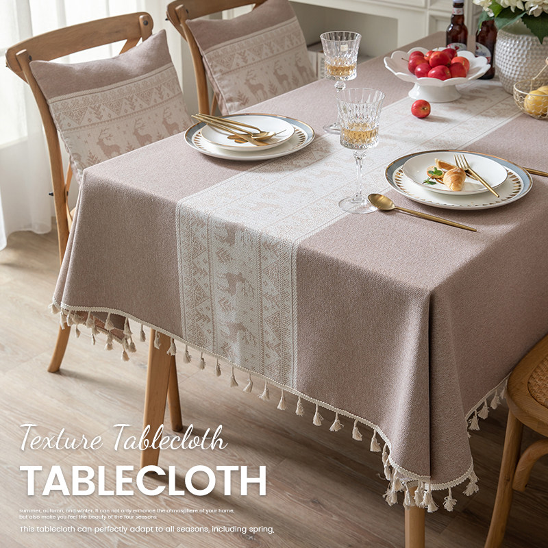 圣诞小鹿桌布飞阳棉麻北欧长方形