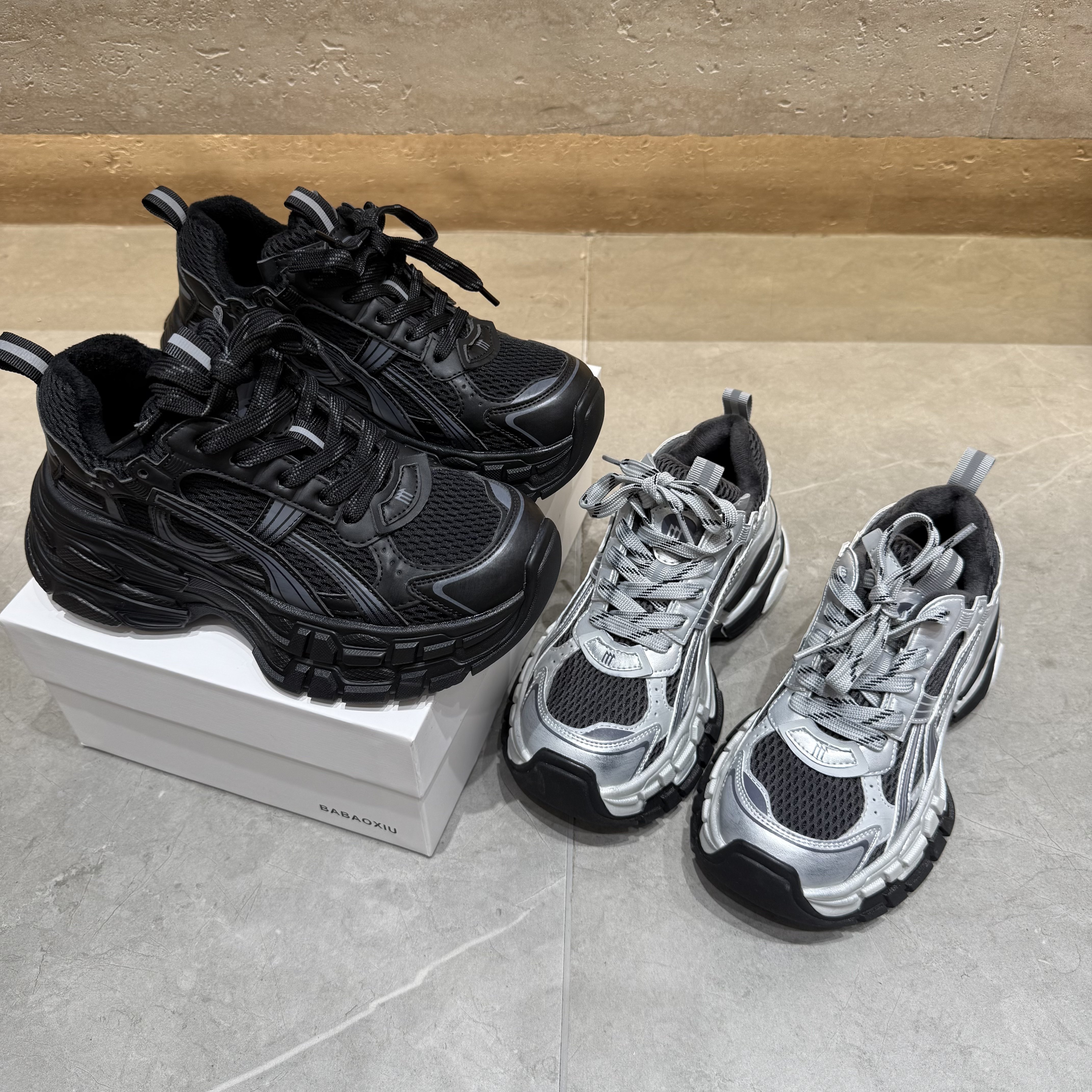 2025冬加绒新款厚底增高老爹鞋女百搭休闲运动鞋ins潮小众设计感