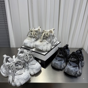 绑带气垫超轻厚底老爹鞋女2025秋新款小个子增高百搭舒适休闲鞋潮