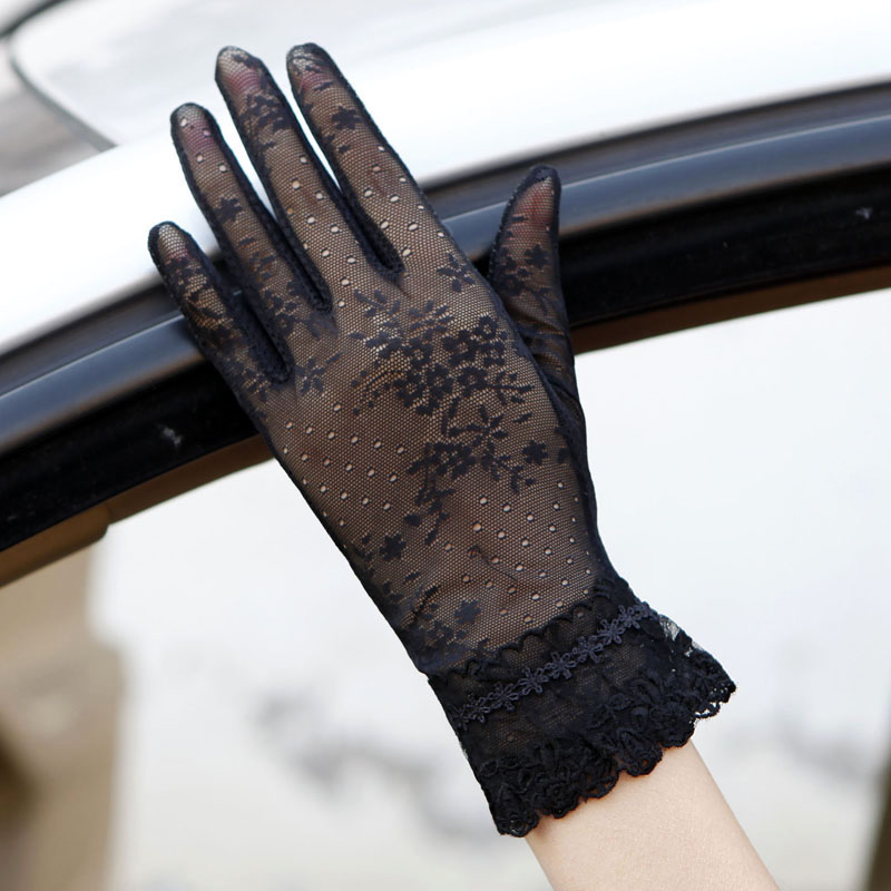 夏季冰丝蕾丝防晒手套女薄款防滑
