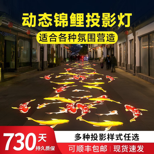 动态锦鲤投影灯，效果灵动逼真！