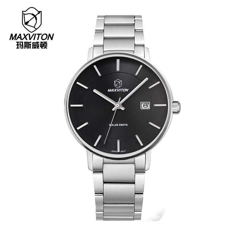 玛斯威顿手表薄款男商务休闲时尚简约全自动机械式男表光能手表男